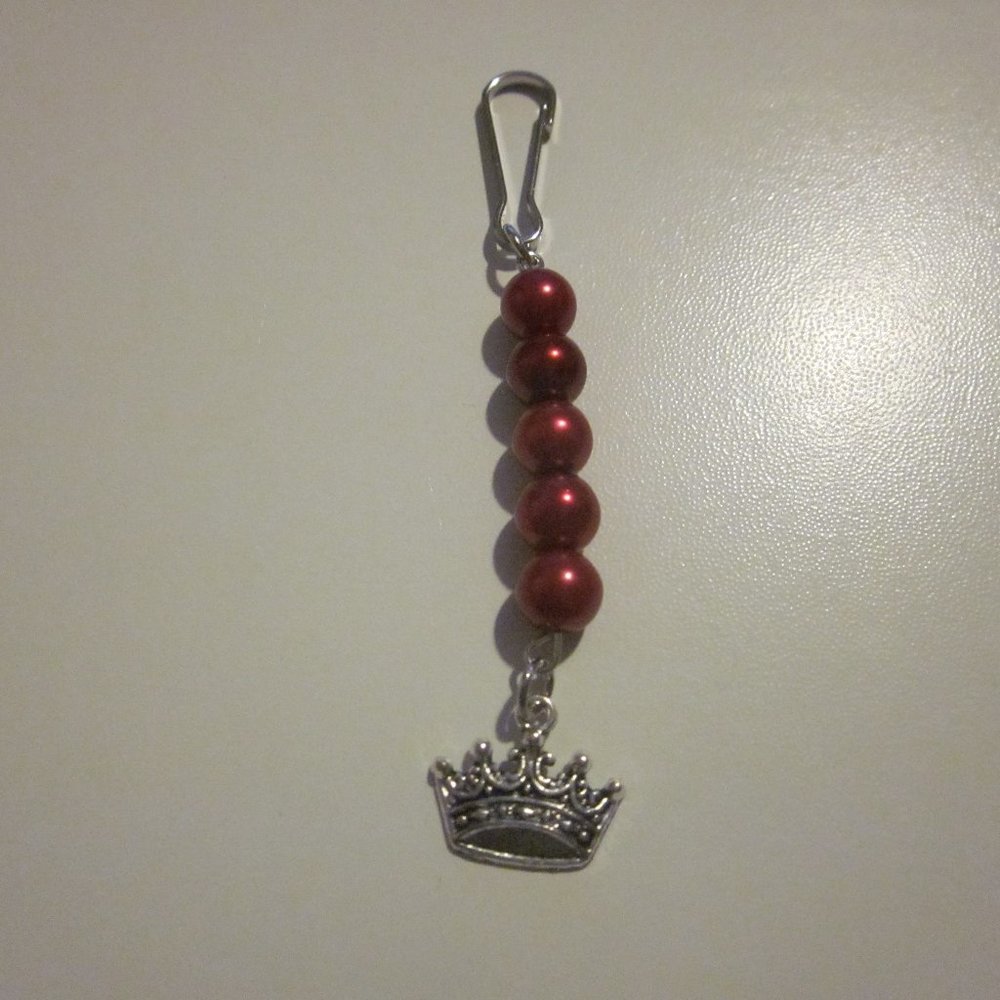 Red Crown Zipper Charm